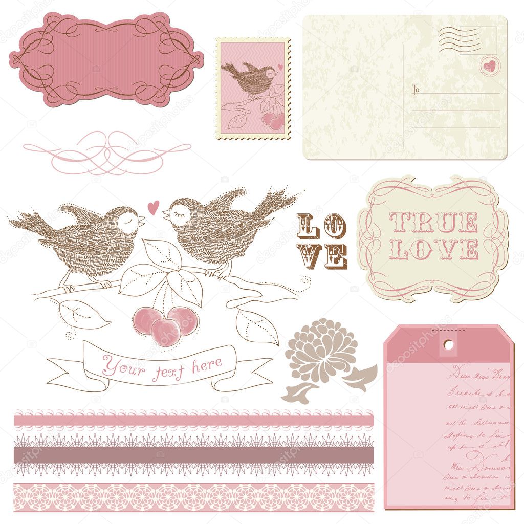 Scrapbook design elements - Birds in love