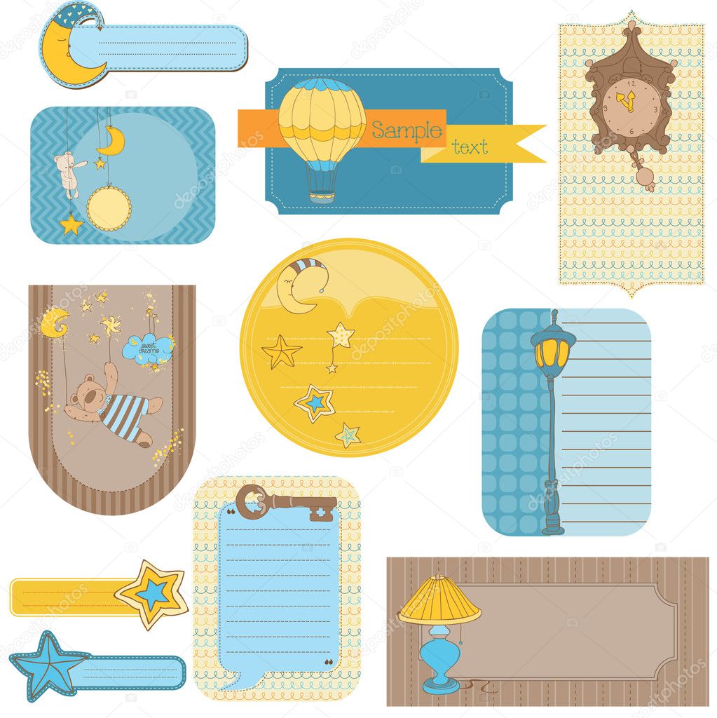 Design elements for baby scrapbook - sweet dreams cute tags