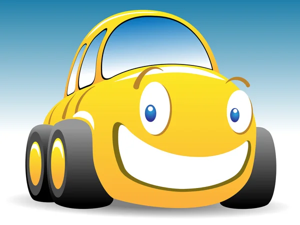 Ευτυχής κίτρινο αυτοκίνητο — Διανυσματικό Αρχείο