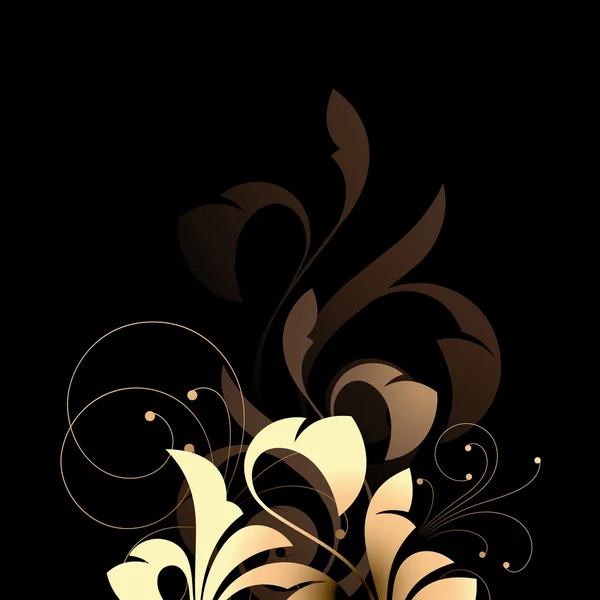 黒の背景に花柄の要素 — ストックベクタ