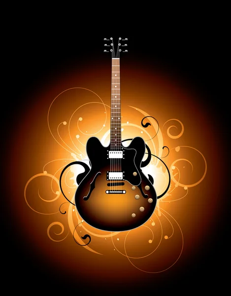 Floral abstract with guitar — Stock Vector