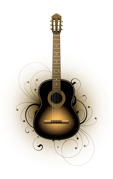 Astratto floreale con chitarra — Vettoriale Stock