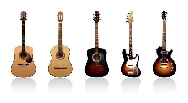 Gruppo di belle chitarre — Vettoriale Stock