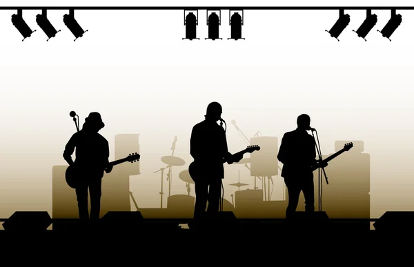 Musicians on a scene and play guitars Vector Graphics