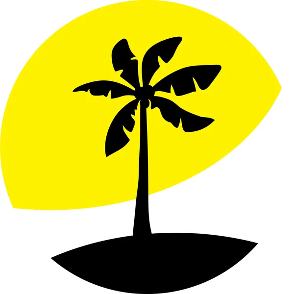 Pálmafa, sárga háttér Jogdíjmentes Stock Illusztrációk