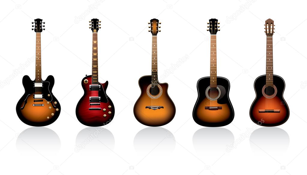 Group of beautiful guitars