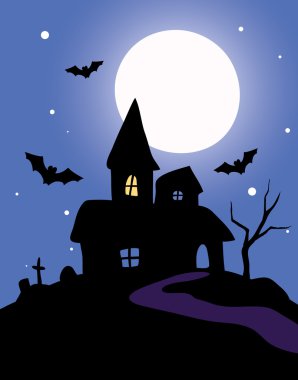 Haunted house on a blue background clipart