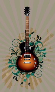 Electric guitar with design elements clipart