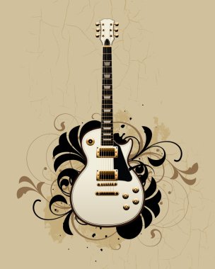 Electric guitar with design elements clipart