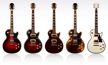 Five electric guitars clipart