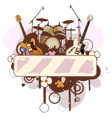 Banner is decorated musical instruments clipart