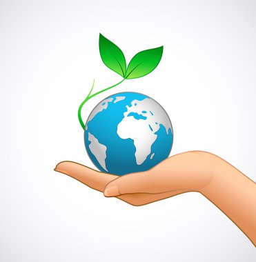Woman’s hand is holding small earth clipart