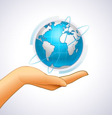 Woman’s hand is holding small earth clipart