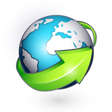 Planet with green arrow clipart