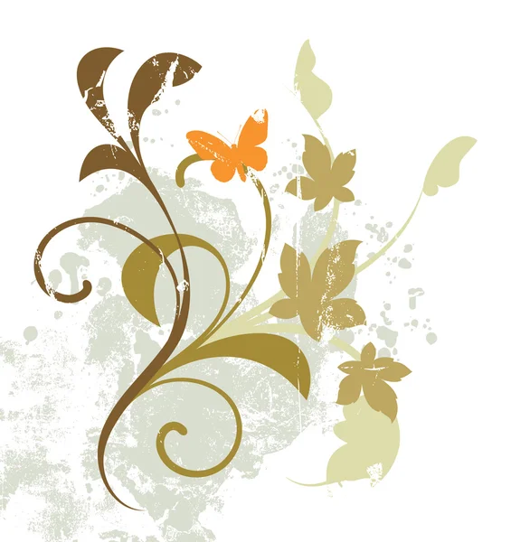 Abstrait floral avec papillon — Image vectorielle