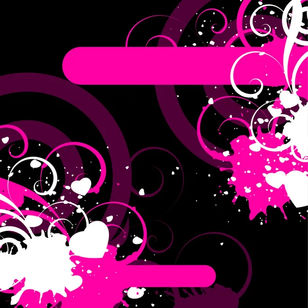 Vitt och rosa dekorativa element på en svart bakgrund — Stock vektor