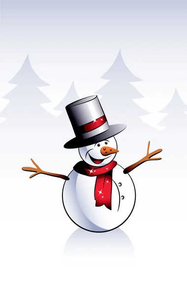 Snowman on a red background — Stock Vector