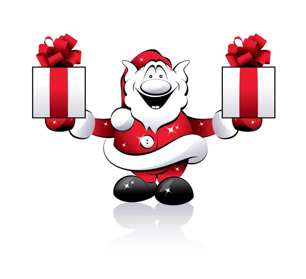 Santa met geschenken op een witte achtergrond — Stockvector