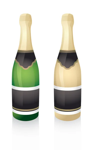 Dvě láhve šampaňského na bílém pozadí — Stockový vektor