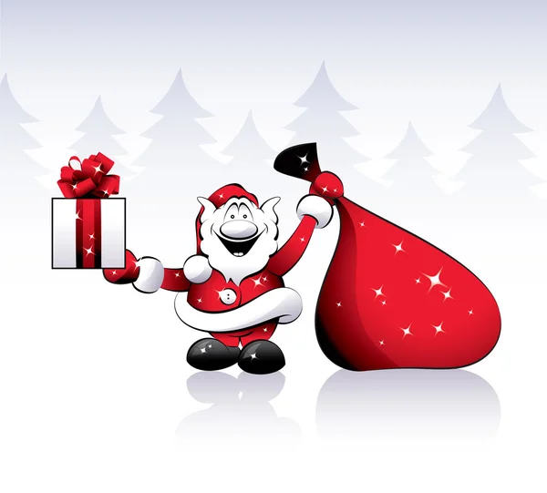 Santa com presentes em um fundo branco — Vetor de Stock