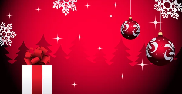 Fondo de Navidad con regalo y decoraciones — Vector de stock