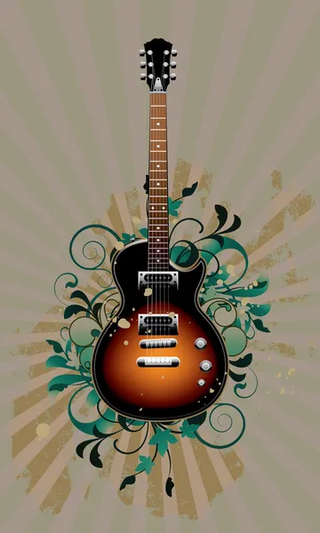 Guitarra eléctrica con elementos de diseño — Archivo Imágenes Vectoriales