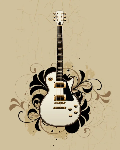 Electric guitar with design elements — Stock Vector