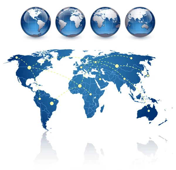 Mapa del mundo y globos — Vector de stock