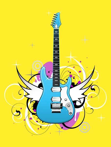 Αφηρημένη με μπλε ηλεκτρική κιθάρα — Διανυσματικό Αρχείο
