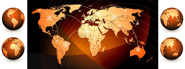 Carte du monde et carte du monde et globes globes — Image vectorielle