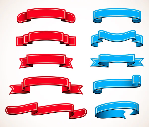 Samling av röda och blå band — Stock vektor