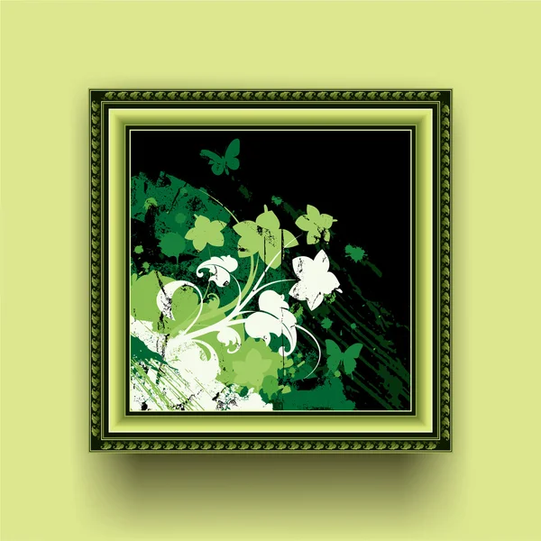 Ram med blommor abstrakt på en grön bakgrund Royaltyfria illustrationer