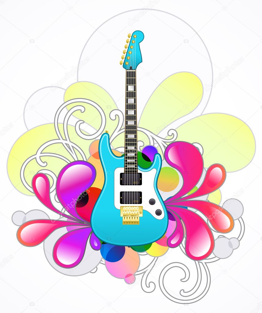 Abstract with blue electric guitar