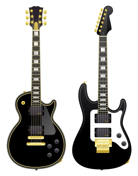 Due chitarre elettriche nere — Vettoriale Stock