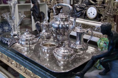 antika gümüş çay seti