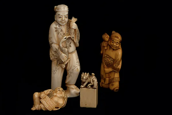 Slonoviny figurine Čína Japonsko Royalty Free Stock Fotografie