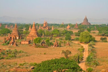 The temples of Bagan at sunrise, Myanmar (Burma). clipart