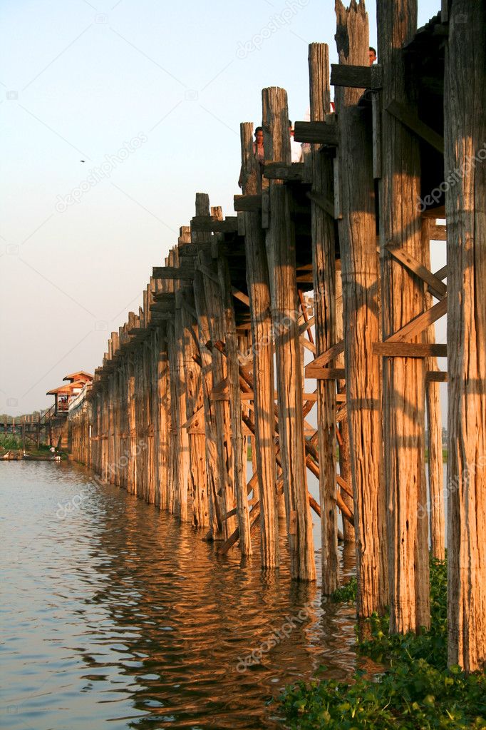 Wooden bridge U Bein in Amarapura city, Mandalay, Mynamar (Burma).