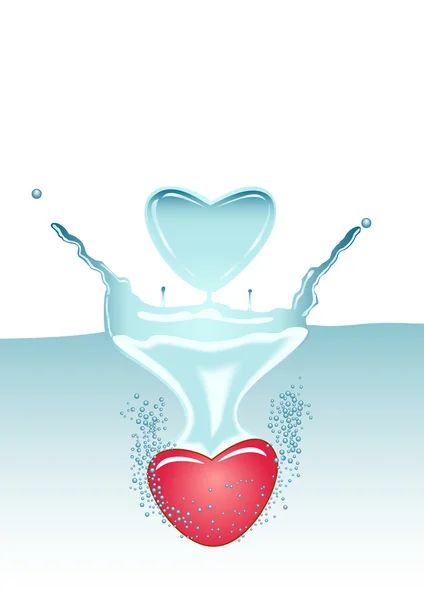 Herz im Wasser — Stockvektor