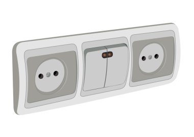 The block of sockets and the switch clipart