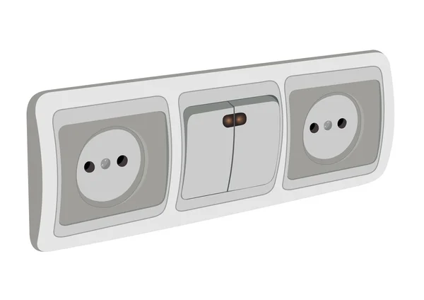 The block of sockets and the switch — Stock Vector