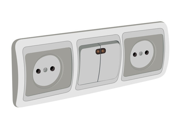 The block of sockets and the switch