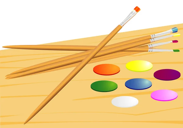 Penslar och färger — Stock vektor