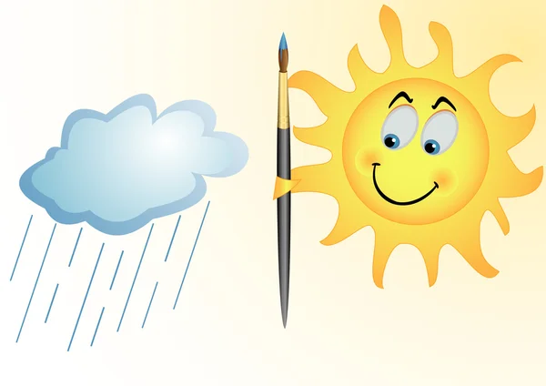 Sol och regn molnet — Stock vektor
