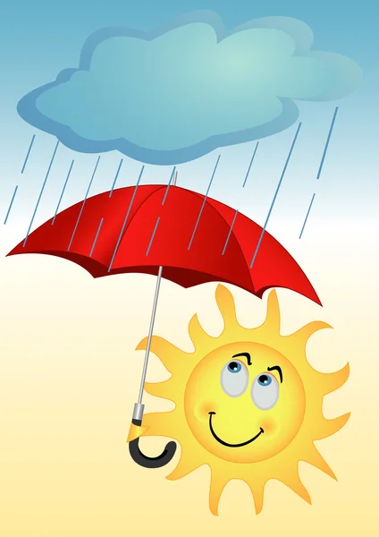 Solen under ett paraply — Stock vektor