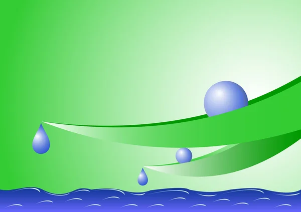 Feuilles et gouttelettes d'eau — Image vectorielle