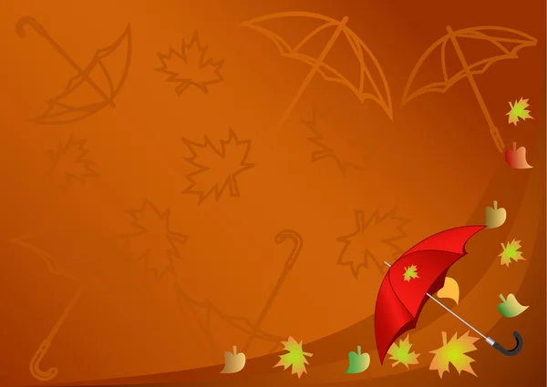 Autumn background with an umbrella — Stock Vector