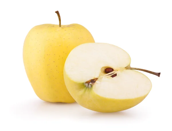 Żółte jabłka izolowane na białym — Zdjęcie stockowe