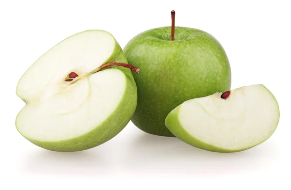 Πράσινα μήλα απομονωμένα σε λευκό — Φωτογραφία Αρχείου