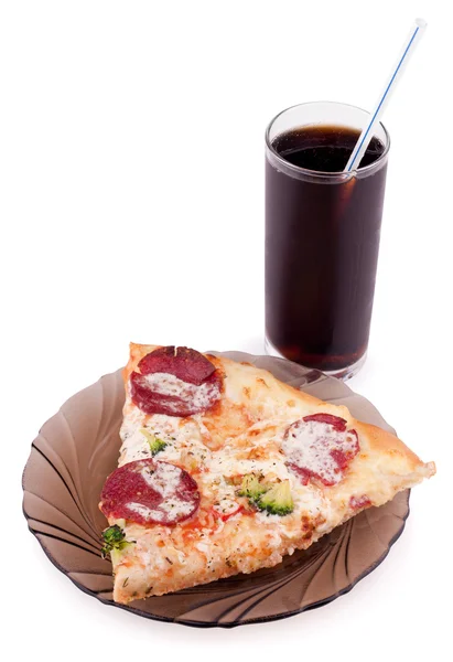 Slice of pizza and cola — Stock Photo, Image